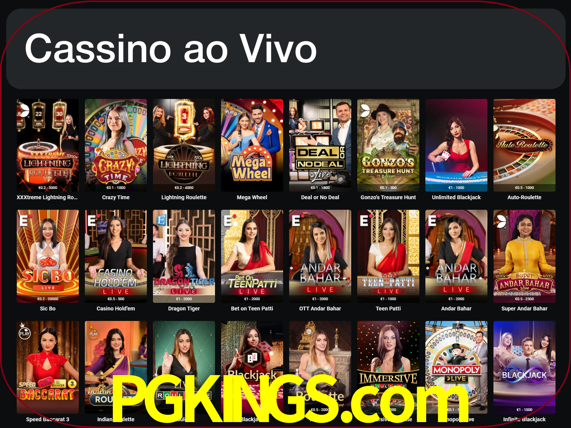Jogue jogos de cassino com um verdadeiro dealer.