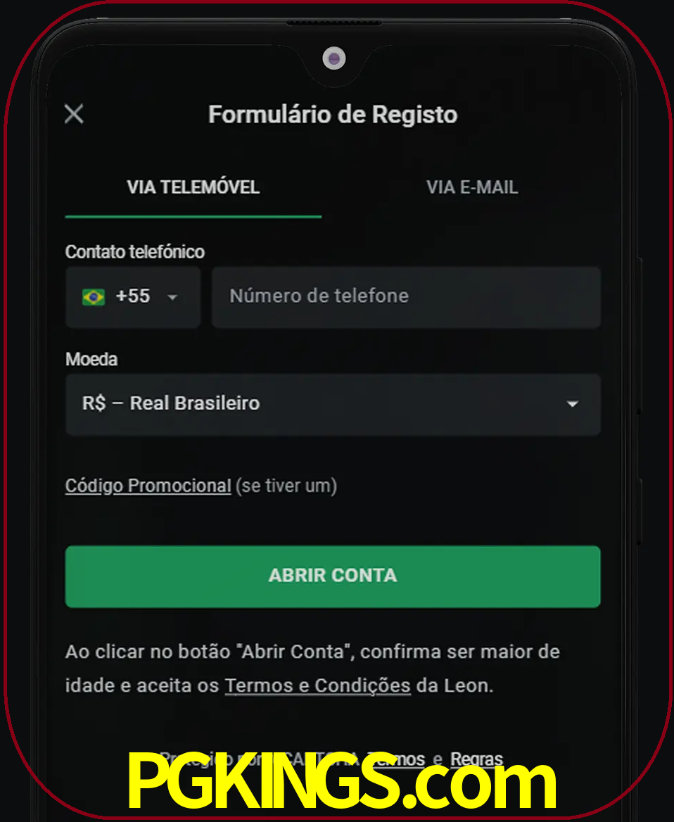 Abra o aplicativo e inicie o processo de registro.