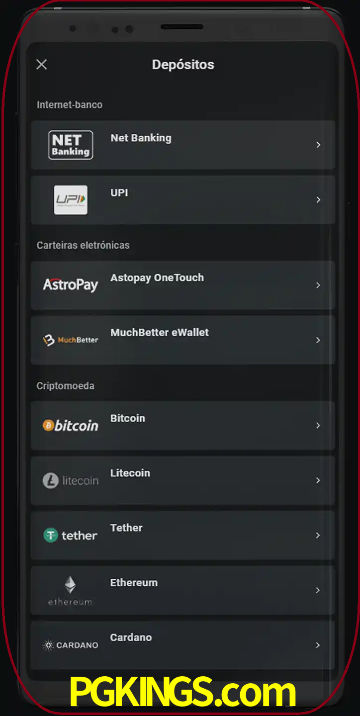 Você pode usar métodos alternativos de depósito.